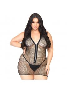 LEG AVENUE - KRÓTKA MINI SUKIENKA Z SIATKI Z SUWAKIEM XL/2XL