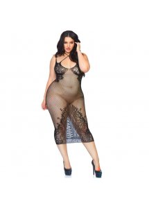 LEG AVENUE - SIATECZKOWA I KORONKOWA SUKIENKA Z PODWÓJNYMI PASKAMI Z TYŁU XL/2XL