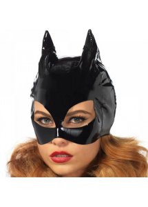 LEG AVENUE - PEŁNA WINYLOWA CZARNA KOCIA MASKA