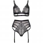 LEG AVENUE - ZESTAW KORONKOWY BIUSTONOSZ I FIGI DO POŃCZOCH CZARNY