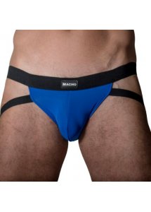 MACHO MX22B JOCKSTRAP - OCHRANIACZ NA PENISA I JĄDRA Z PASKAMI NIEBIESKI