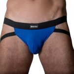 MACHO MX22B JOCKSTRAP - OCHRANIACZ NA PENISA I JĄDRA Z PASKAMI NIEBIESKI
