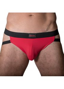 MACHO MX22R JOCKSTRAP - OCHRANIACZ NA PENISA I JĄDRA Z PASKAMI CZERWONY