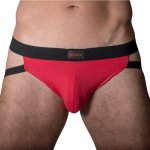 MACHO MX22R JOCKSTRAP - OCHRANIACZ NA PENISA I JĄDRA Z PASKAMI CZERWONY