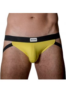 MACHO MX22A JOCKSTRAP - OCHRANIACZ NA PENISA I JĄDRA Z PASKAMI ŻÓŁTY