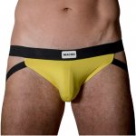 MACHO MX22A JOCKSTRAP - OCHRANIACZ NA PENISA I JĄDRA Z PASKAMI ŻÓŁTY