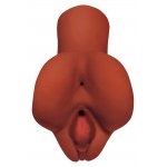 MASTURBATOR-REALISTYCZNA POCHWA Z ANUSEM CIEMNY BRĄZ