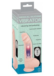 MEDICAL SILICONE - MEDYCZNY SILIKONOWY WIBRATOR PULSUJĄCY 20CM