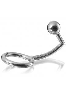 METAL HARD - STALOWY PIERŚCIEŃ NA PENISA Z KULKĄ ANALNĄ 45MM