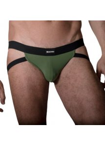 MACHO MX22V JOCKSTRAP - OCHRANIACZ NA PENISA I JĄDRA Z PASKAMI KHAKI