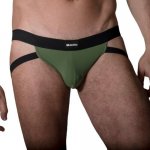 MACHO MX22V JOCKSTRAP - OCHRANIACZ NA PENISA I JĄDRA Z PASKAMI KHAKI