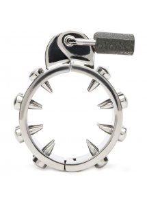 METAL HARD - PIERŚCIEŃ NA PENISA Z KOLCAMI I KŁÓDKĄ