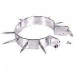 METAL HARD - STALOWY NIEWOLNICZY KOŁNIERZ Z PIERŚCIENIEM I KOLCAMI