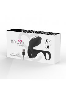 MORESSA BRANDON - WIBRACYJNY PIERŚCIEŃ Z RĘKAWEM NA PENISA CZARNY