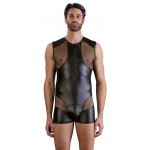 NEK - KRÓTKI MATOWY KOMBINEZON Z WSTAWKAMI Z SIATKI