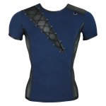 NEK - KOSZULKA NIEBIESKO/CZARNA Z DELIKATNĄ SIATKĄ