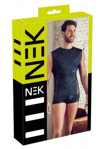 NEK - MATOWA KOSZULKA BEZRĘKAWNIK Z PASKAMI Z PRZODU