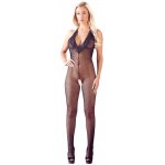 NO:XQSE - KOMBINEZON Z SIATECZKI Z DELIKATNĄ KORONKĄ CZARNY