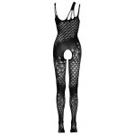 NO:XQSE - KOMBINEZON O STRUKTURZE DROBNEJ SIATECZKI BEZ KROCZA CZARNY