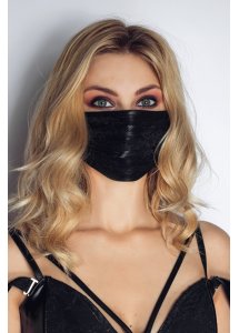 NOIR - CZARNA MASKA Z ELEGANCKĄ KORONKĄ I GUMKAMI NA USZY
