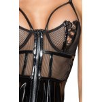 NOIR - PÓŁPRZEZROCZYSTA PRĄŻKOWANA SUKIENKA Z FISZBINAMI I PASKAMI