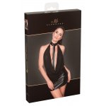 NOIR - MOCNO WYCIĘTA MINISUKIENKA Z MATOWEGO BŁYSZCZĄCEGO MATERIAŁU