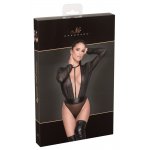 NOIR - PRZEZROCZYSTE BODY Z DŁUGIM RĘKAWEM I GŁĘBOKIM DEKOLTEM