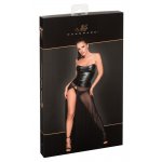 NOIR - SUKIENKA DO KOSTEK Z MOCNO WYCIĘTYM GORSETEM MATOWO-BŁYSZCZĄCA