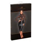 NOIR - SUKIENKA Z DŁUGIM RĘKAWEM I WĄSKĄ TALIĄ Z MIĘKKĄ KORONKĄ