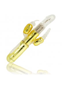 OHMAMA - PODWÓJNY WIBRATOR KRÓLIK WIELOFUNKCYJNY ZŁOTY