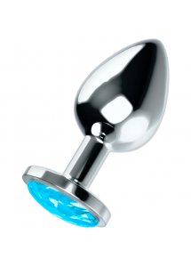 OHMAMA - METALOWY KOREK ANALNY Z KRYSZTAŁEM NIEBIESKI L