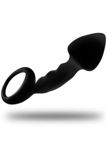 OHMAMA - POZIOMOWANY KOREK ANALNY Z PIERŚCIENIEM CZARNY