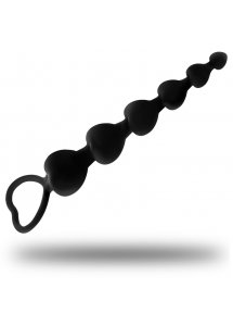 OHMAMA - SILIKONOWE KORALIKI SERCE ANALNE 18 CM CZARNE