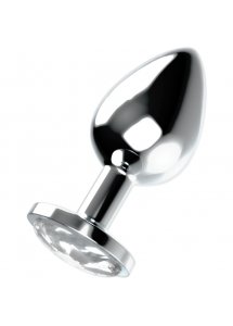 OHMAMA - METALOWY KOREK ANALNY Z KRYSZTAŁEM BIAŁY L