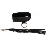 OBROŻA I MINI BICZ BDSM CZARNY/COLLAR AND FLOGGER