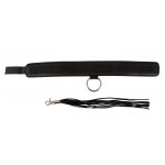 OBROŻA I MINI BICZ BDSM CZARNY/COLLAR AND FLOGGER