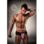 PASSION - SEKSOWNE MĘSKIE STRINGI JOCKSTRAP CZARNY/RÓŻOWY