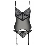  PASSION - SEKSOWNY KOMPLECIK KOSZULKA Z KORONKĄ I STRINGI ZINNIA CORSET