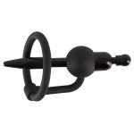 PENISPLUG - WIBRO-PENIS Z PIERŚCIENIEM NA ŻOŁĄDŹ CZARNY