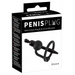 PENISPLUG - WIBRO-PENIS Z PIERŚCIENIEM NA ŻOŁĄDŹ CZARNY