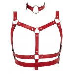 3-CZĘŚCIOWY ZESTAW UPRZĘŻ KAJDANKI I KNEBEL CZERWONE/HARNESS SET