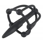 PENISPLUG - DYLATOR Z KULĄ KORKOWĄ I KLATKĄ NA ŻOŁĄDŹ I KULKAMI STYMULUJĄCYMI