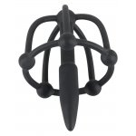 PENISPLUG - DYLATOR Z KULĄ KORKOWĄ I KLATKĄ NA ŻOŁĄDŹ I KULKAMI STYMULUJĄCYMI