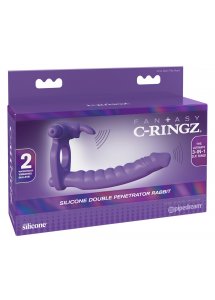 PIERŚCIEŃ NA PENISA I DILDO Z KRÓLICZKIEM STYMULATOR ŁECHTACZKI