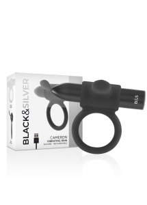 BLACK&SILVER - PIERŚCIEŃ WIBRACYJNY CAMERON CZARNY