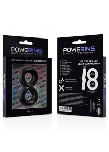 POWERING - PODWÓJNY ELASTYCZNY PIERŚCIEŃ NA PENISA CZARNY PR12