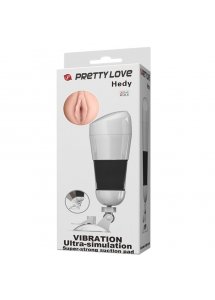 PRETTY LOVE - WIBRACYJNY MASTURBATOR KSZTAŁT WAGINY Z PRZYSSAWKĄ BIAŁY