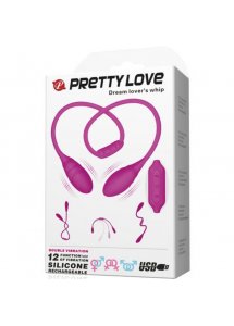 PRETTY LOVE - PODWÓJNY WIBRATOR BICZ ELASTYCZNY FIOLETOWY