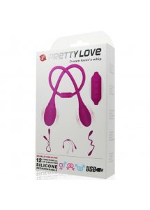 PRETTY LOVE - PODWÓJNY WIBRATOR BICZ ELASTYCZNY FIOLETOWY