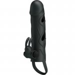 PRETTY LOVE - SILIKONOWA WIBRACYJNA NAKŁADKA NA PENISA 14 CM CZARNA
